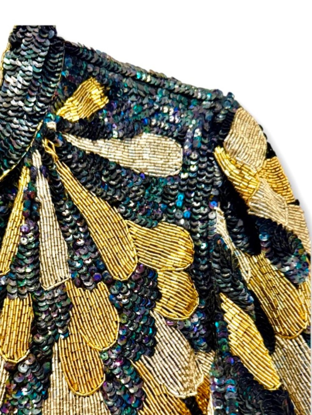 Vintage Rina Z. Beaded Silk & Sequin Jacket Size Small - Picture 6 of 10